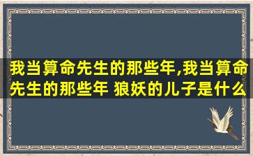 我当算命先生的那些年,我当算命先生的那些年 狼妖的儿子是什么名字